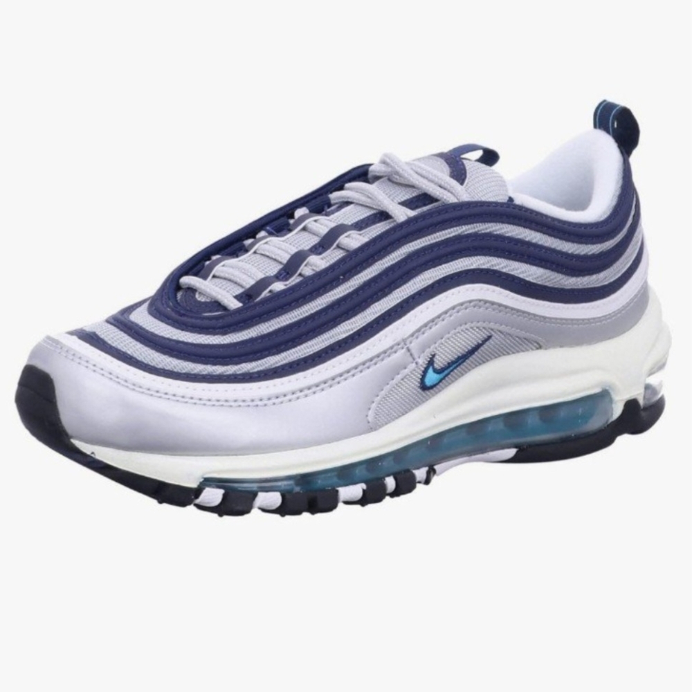 Nike Air Max 97 Sneakers Women's Size 9.5 Metallic Silver Chlorine Blue Low-top